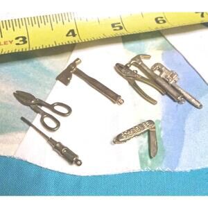 Vintage Lot Of 7 Intercast Miniature Macanical Tools Doll House Pocket Knife